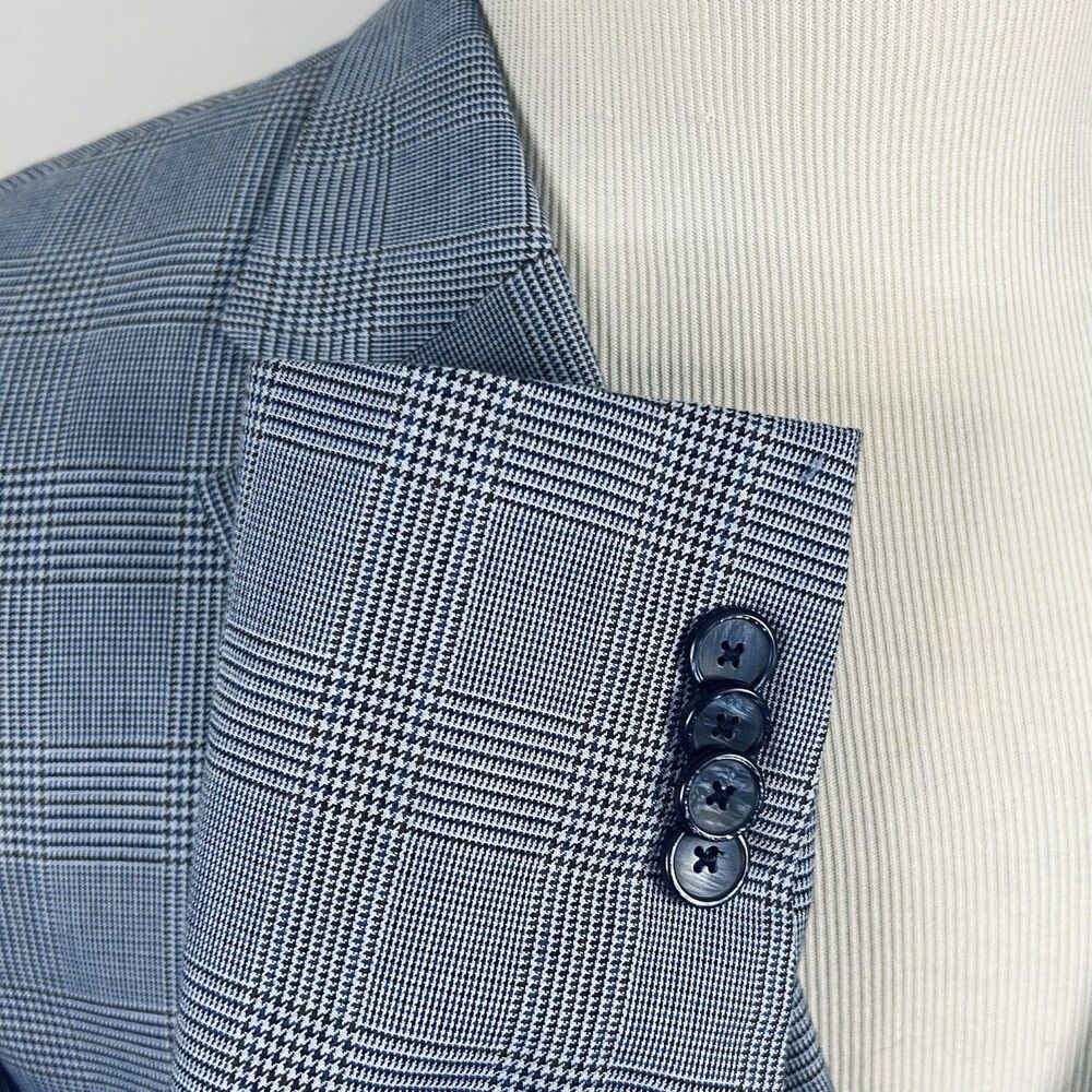 Tommy Hilfiger 44R Sport Coat Blue Glen Plaid 100% Cotton Two Button Vented - Picture 5 of 8